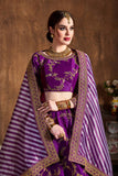 Adoring Purple Wedding Wear Zari & Sequence Work Lehenga Choli With Organza Designer Dupatta