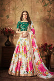 Off White Digital Print With Zari &  Sequence With Embroidery Work Lehenga Choli