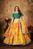 Dazzling Yellow With Digital Printed Lehenga With Designer Zari Choli