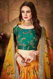 Dazzling Yellow With Digital Printed Lehenga With Designer Zari Choli