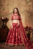 Fancy Party Wear Maroon Semi Stitched  Designer Lehenga Choli For Women