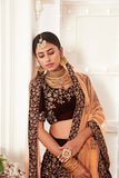 Bridal  Velvet With Sequence Embroidery Work Lehenga Choli For Wedding Wear