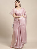 Woven Linen Saree in Peach