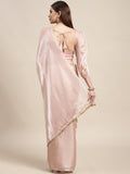 Lace Border Georgette Saree in Baby Pink