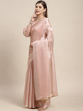 Lace Border Georgette Saree in Baby Pink