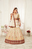 Exquisite White With Zari , Sequence Embroidery With Diamond Work Lehenga Choli For Party Wear