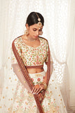 Exquisite White With Zari , Sequence Embroidery With Diamond Work Lehenga Choli For Party Wear