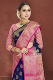 Designer Pink Border Jacquard Raw Silk Woven Saree