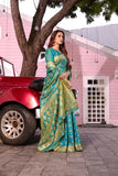 Green Woven Banglori Pure Silk Saree - Cygnus Fashion