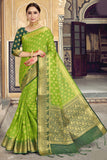 designer Woven Work Green Color Saree