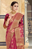 Gorgeous Pink Colored Party Wear Silk Saree