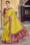 Yellow Woven Art Silk Saree With Blouse