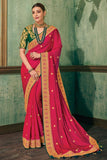 Splendid Royal Pink  Rangoli Silk With Heavy Border  Designer Saree