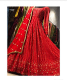 Red Pure Hand Work Floor Touch Georgette Partywear Gown