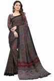 Black Colourful Printed Georgette Saree