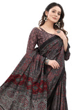 Black Colourful Printed Georgette Saree