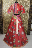 Printed Semi Stitched Lehenga With Crop Top With Belt