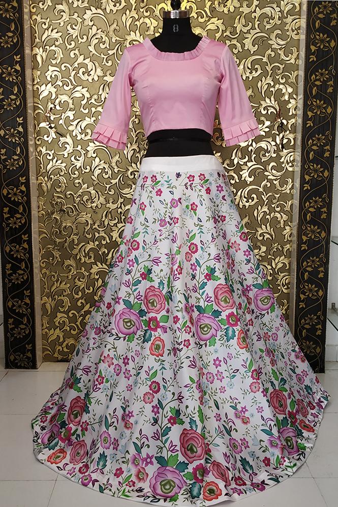 Floral Printed Semi Stitched Lehenga Choli For Party Wear