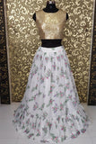 Georgette Lehenga With Crop Top Semi Stitched For Party Wear