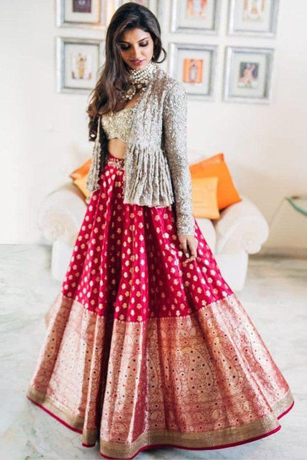 Frozen Pink Kali Lehenga Set with Embroidery Work in Georgette