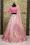 Pink Colored Floral Printed Lehenga Choli With Dupatta
