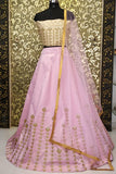 Pink Colored Lehenga Choli With Dupatta Having Embroidery Work