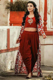 Stylish Red Colored Dhoti & Blouse With Koti Having Embroidery Work