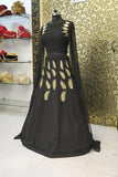 Gorgeous Black Colored Georgette Crop Top & Lehenga