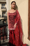 Maroon Designer Heavy Worked Top & Palazzo Set For Party Wear