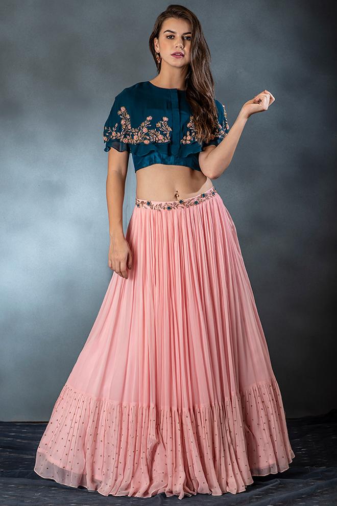 Semi Stitched Georgette Marvellous Party Wear Embroidery Lehenga