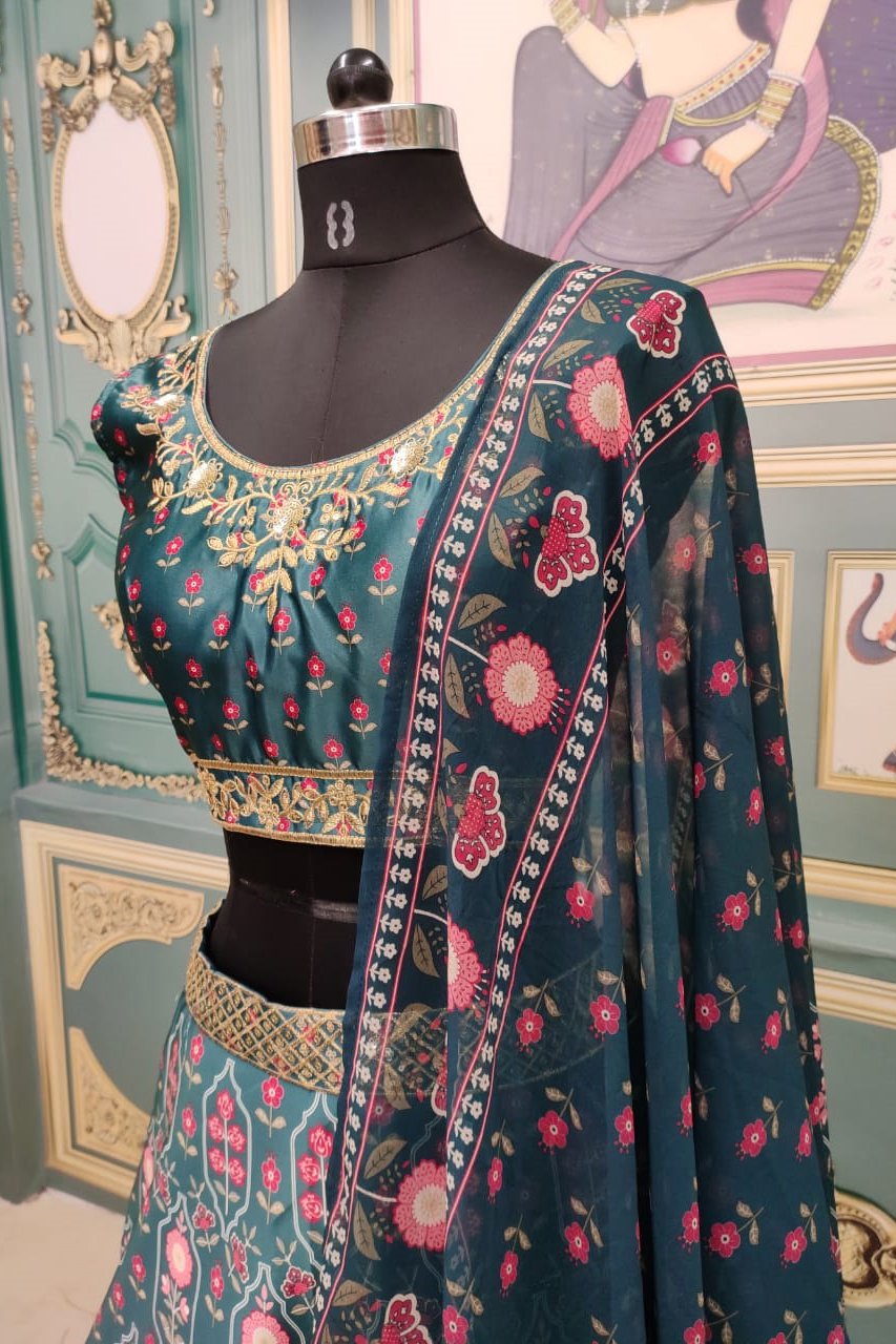Heavy Embroidery Zari Lace Work Lehenga Choli For Party Wear