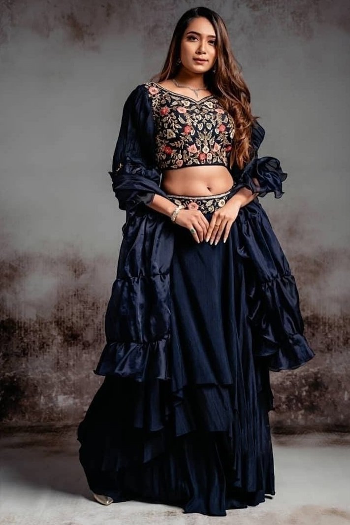 Party Wear Semi-Stitched Layered Designer Net Lehenga Choli at Rs 12000 in  Agra