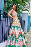 Gorgeous Multi Color Printed Silk Lehenga Choli With Dupatta