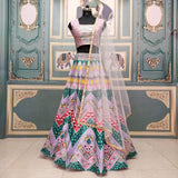 Gorgeous Multi Color Printed Silk Lehenga Choli With Dupatta