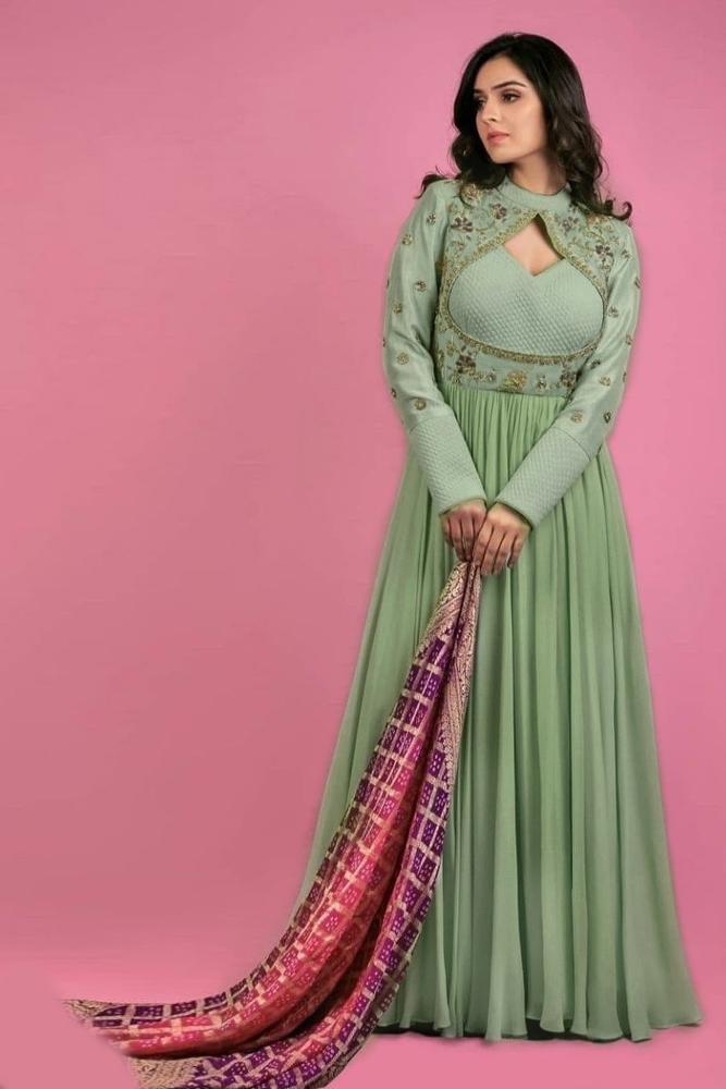 designer long gown with dupatta
