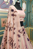 Elegant Peach Color Lehenga Choli & Dupatta With Lace Work