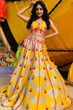 Dazzling Printed Satin Silk Party Wear Lehenga Choli