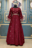 Long Flared Gown With Heavy Embroidery & Sequence Work