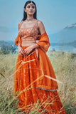 Embroidery Work Orange Color Designer Lehenga Choli WIth Dupatta