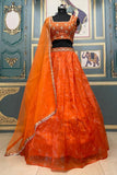 Embroidery Work Orange Color Designer Lehenga Choli WIth Dupatta