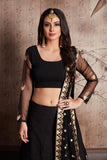 Black Crepe Lehenga Choli With Sequence & Zari Work For Party Wear