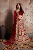 Gorgeous Maroon Color Designer Velvet Silk Designer Lehenga Choli For Bridal Wear