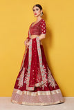 Bridal Wear Red Lehenga Choli With Sequence And Lace Work