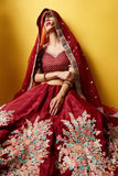 Bridal Wear Red Lehenga Choli With Sequence And Lace Work