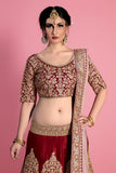 Red Colored Embroidery Worked Lehenga Choli With Dupatta For Wedding Wear