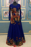 Blue Color Floral Printed Georgette Gown