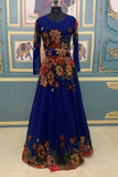 Blue Color Floral Printed Georgette Gown