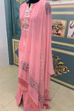 Gajari Pink Polly Rayon Salwar Suit For Casual Wear