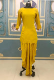 Dazzling Yellow Colored Kurti & Dhoti Punjabi Suit Salwar