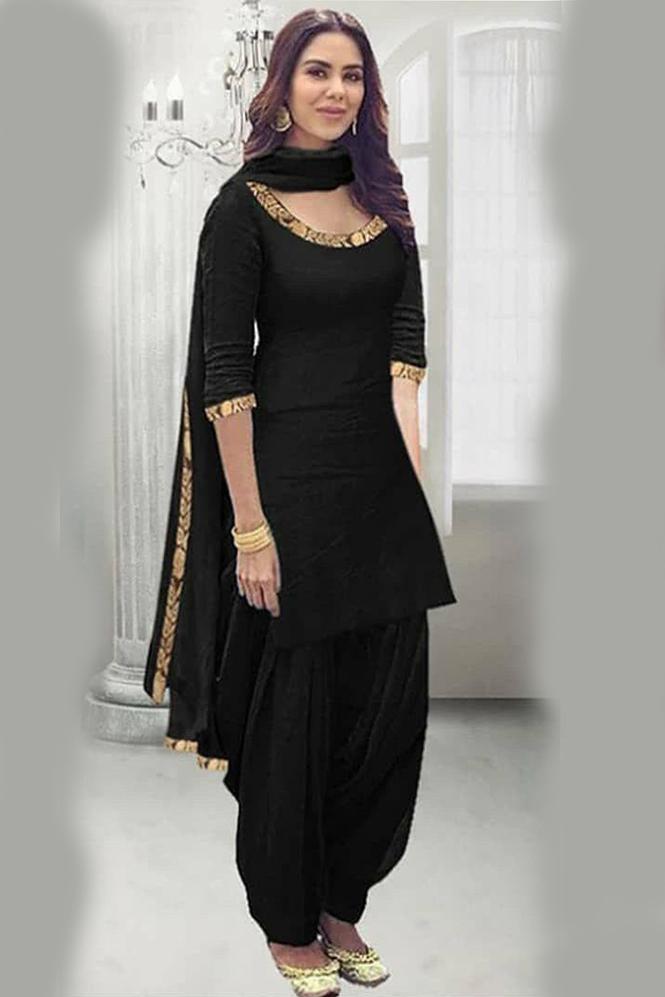 Buy Scintillating Black Embroidered Designer Churidar Salwar Suit | Churidar  Salwar Suits